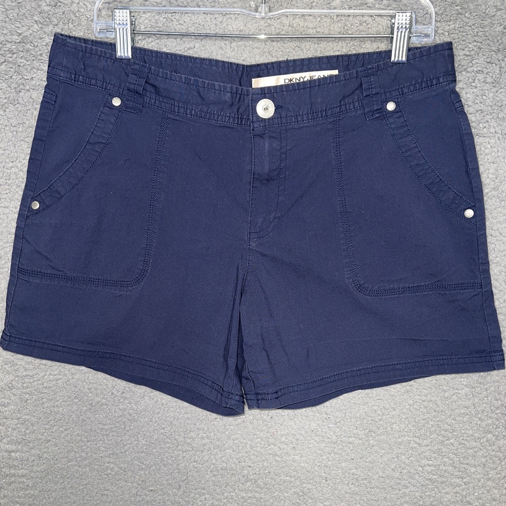 DKNY Jeans Shorts Women's‎ Size 12 Navy Blue Utility Cotton Stretch Outdoors